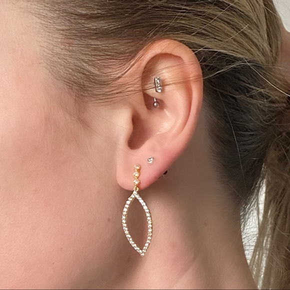 Dainty Diamond Droplet Earrings - Picture 2 of 2